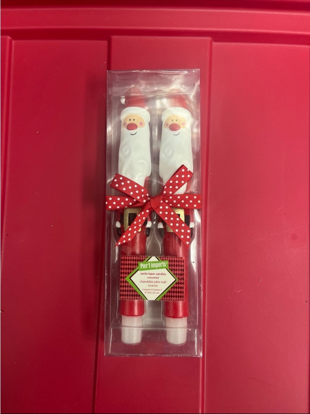 Pier 1 Red and White Santa Taper Candles